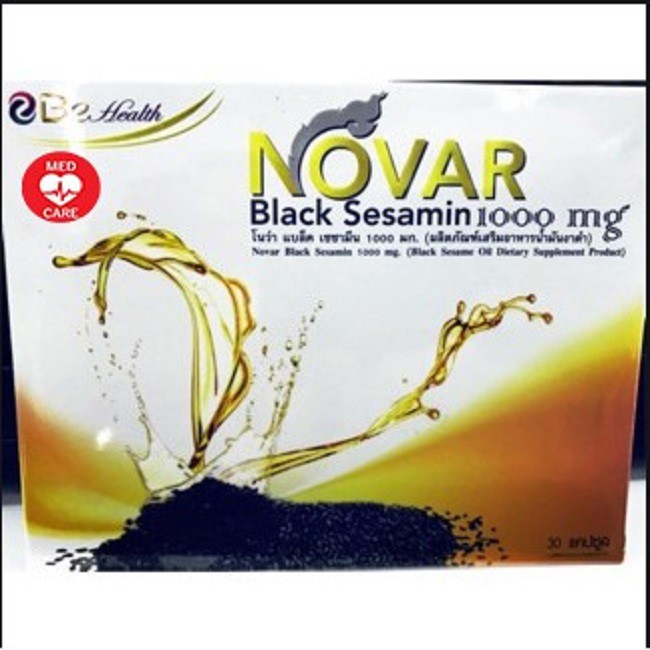 NOVAR Black Sesamin 1000 mg โนว่า 1 กล่อง x 30 แคปซูล น้ำมันงาดำสกัดเย็น ช่วยบำรุงกระดูก และป้องกันการเกิดกระดูกพรุน rp0