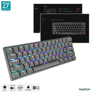 Tsunami คีย์บอร์ด Outemu MK-61 Max และ MK-68 Max Type-C/Bluetooth 5.0/2.4Ghz Macro Software 60% Mechanical Keyboard