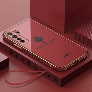 เคส For Oppo Reno 7 Pro Reno 7 SE Luxury Shockproof 6D Cute Maple Leaf Soft Phone Case With Gift Lanyard