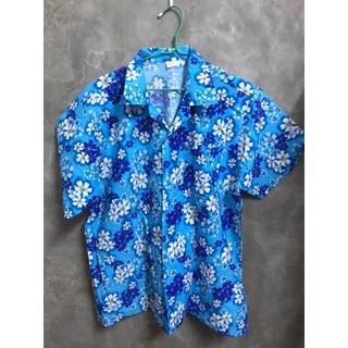 เสื้อสงกรานต์ลายดอกแก้วคอปกผ้าคอตตอนมี2สี