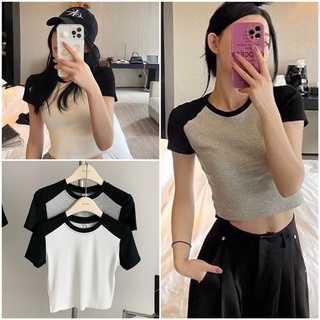 💫New💫(พร้อมส่ง)เสื้อครอปทูโทน ผ้านิ่ม ป้ายWG.WE🇰🇷