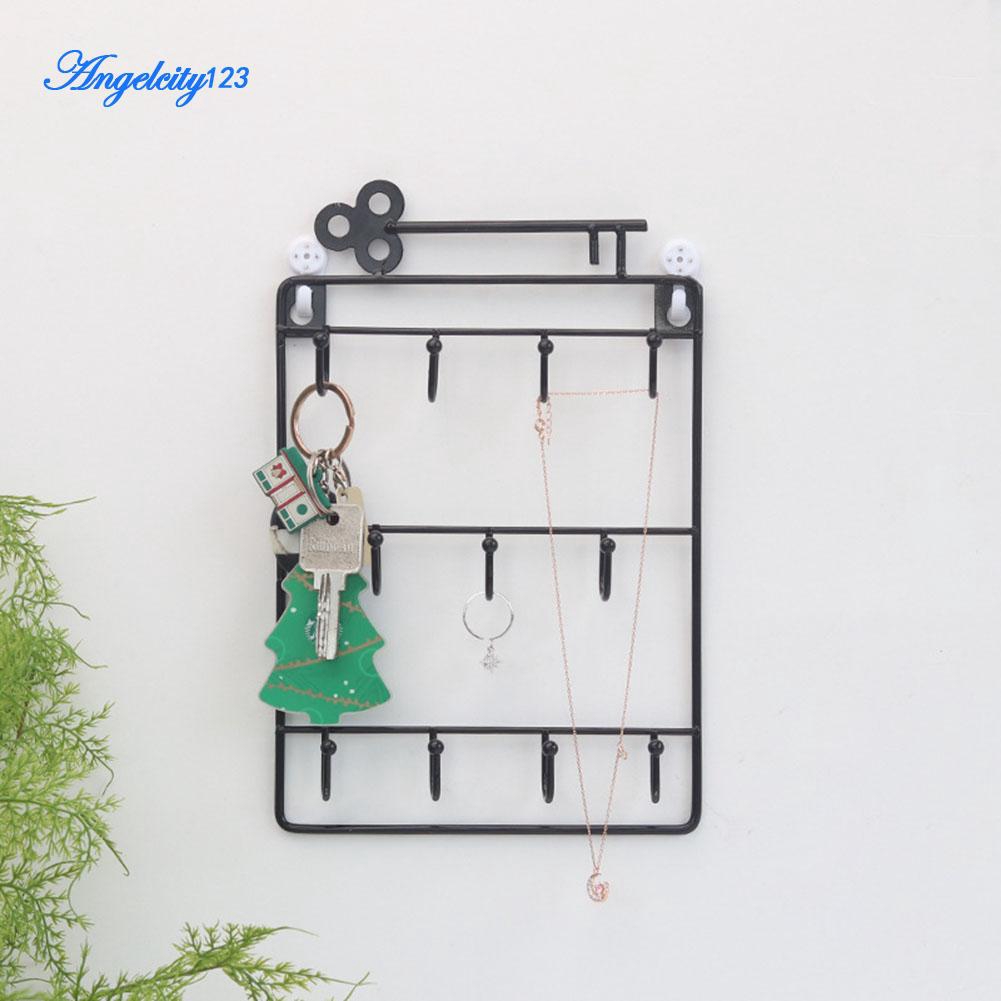 Modern Style Wall Mounted 11 Hangers Hooks Key Holder Coat Hat Storage Rack