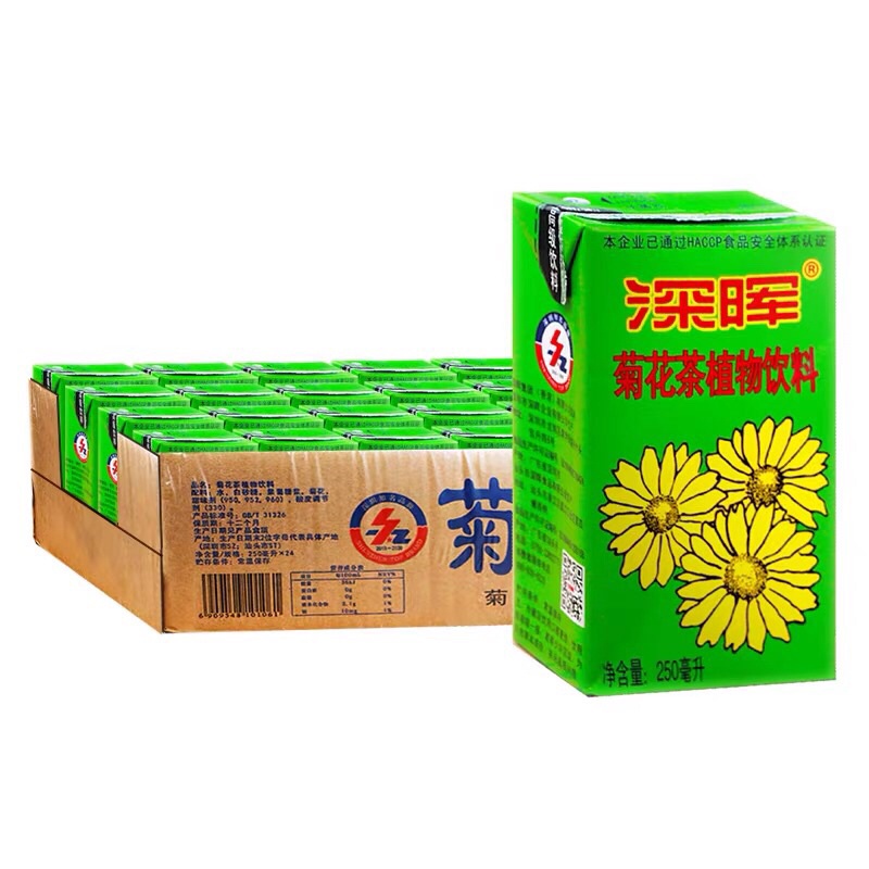 ชาเก๊กฮวย พร้อมดื่ม(深晖菊花茶，一件24瓶)250ml*24ขวด ยกลัง พร้อมส่ง ชาดอกเก๊กฮวยมีกลิ่นที่หอม รสชาตินุ่มชุ่มคอให้ความรู้สึกสดชื่น