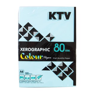 กระดาษสีถ่ายเอกสาร A4 80 แกรม ฟ้า 500แผ่น KTV Copy color paper A4 80 gram, 500 sheets, KTV