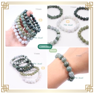 Jadeite Jade สร้อยข้อมือหยกเจไดต์ หยกพม่าแท้100% 11mm เนื้อหยกสวย