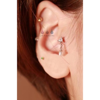 Crystal barbell Eardrop ต่างหูเพชร  ก้านสแตนเลสแกรดเครื่องมือแพทย์ เหมาะสำหรับคนแพ้ง่าย (ราคา 1 ข้าง)