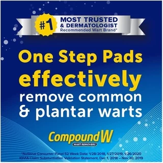 Compound W® Wart Remover Maximum Strength One Step Pads แผ่นแปะ กันน้ำ