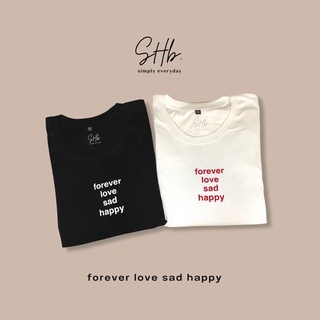 เสื้อยืดผ้าฝ้ายพิมพ์ลายแฟชั่นsherbettee|เสื้อยืดลาย forever love sad happy