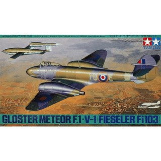 โมเดลเครื่องบิน Tamiya 1/48 TA61065 Gloster Meteor F.1+V-1 (Fieseler Fi103)