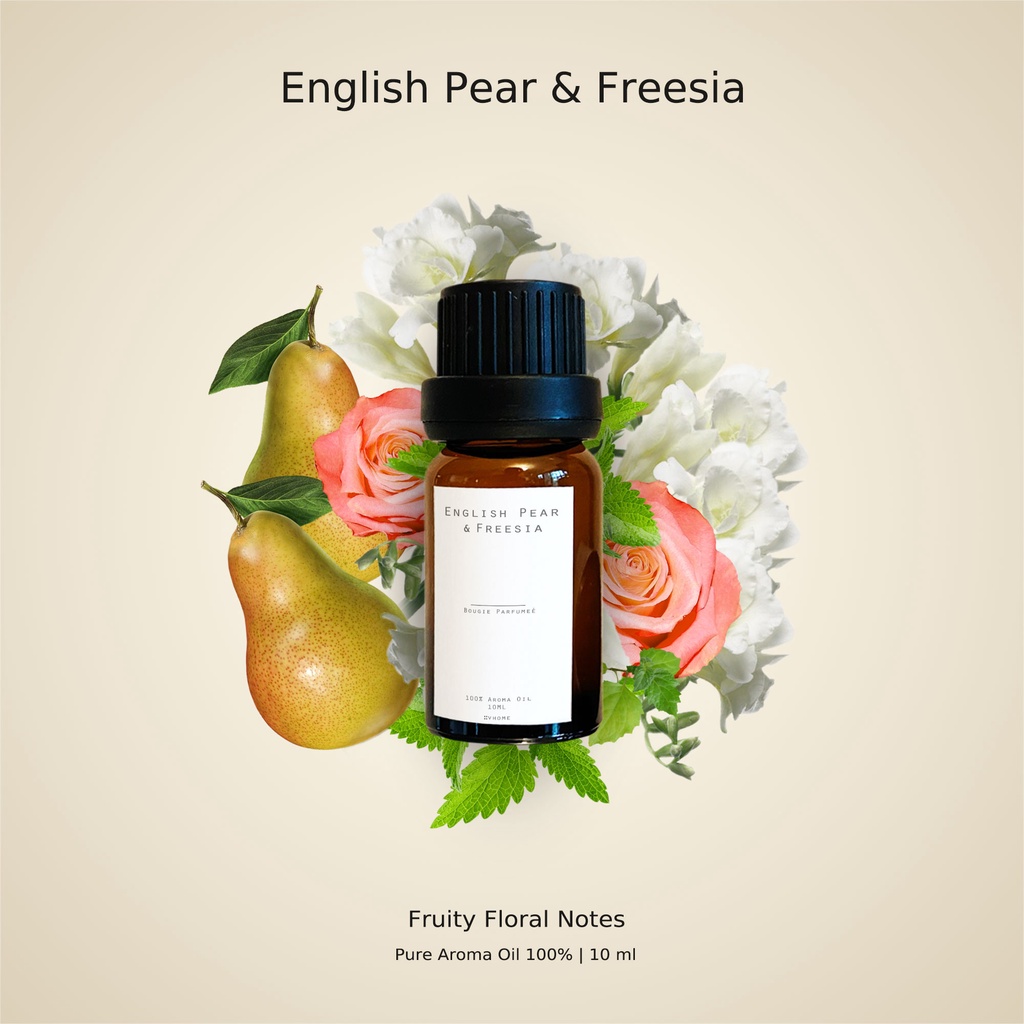 น้ำมันหอมระเหย 100% กลิ่น English pear and Freesia ขนาด 10ml 1ขวด Pure Aroma Oil 100% 1piece แบบเยาะ เปิดฝาใช้ได้เลย