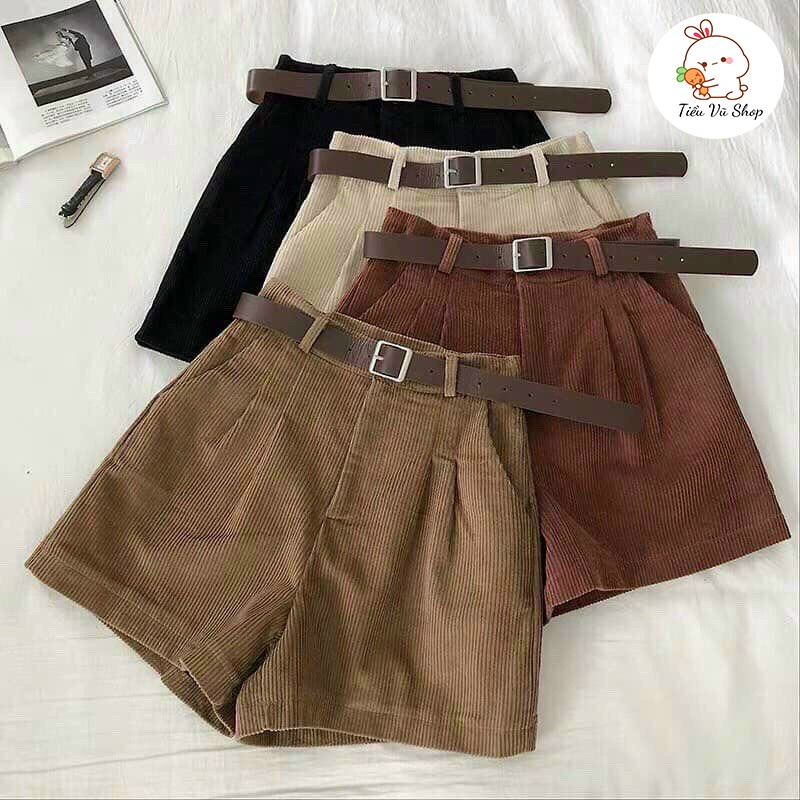 กางเกงขาสั้นเอวสูงผ้ากํามะหยี่แฟชั่นสําหรับผู้หญิง ม66