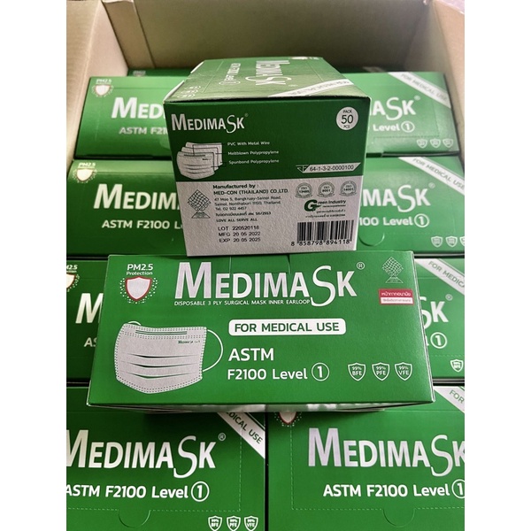 หน้ากากอนามัย Medimask สีเขียว💚(ยกลัง) บรรจุ 20 กล่อง(**จำกัดจำนวนไม่เกิน 3 ลัง ค่อ 1 คำสั่งซื้อ**)
