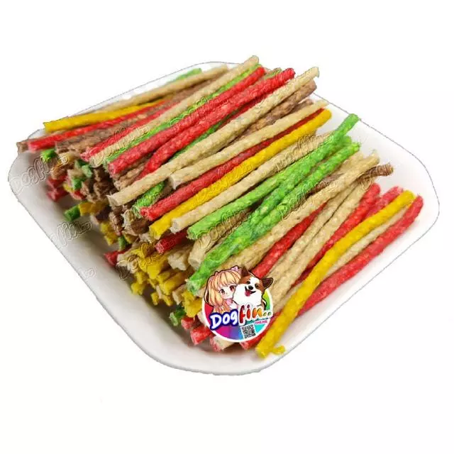 Dogfin มันชี่คละสี (หนังบด) ขนมสุนัข (มันชี่กลม1 kg.)