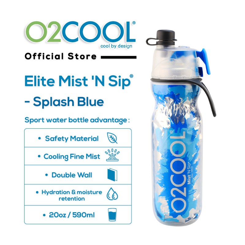 [ร้านค้าอย่างเป็นทางการ] O2COOL Elite Mist N Sip® - สาด (20ออนซ์ / 590มล) ~ ขวดกีฬา / ขวดน้ํา / ฉนวน