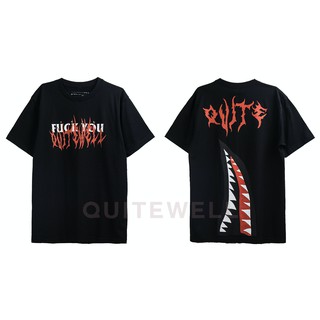 เสื้อยืดพิมพ์ลายQWT70-1 SHARK BLACK ดำ