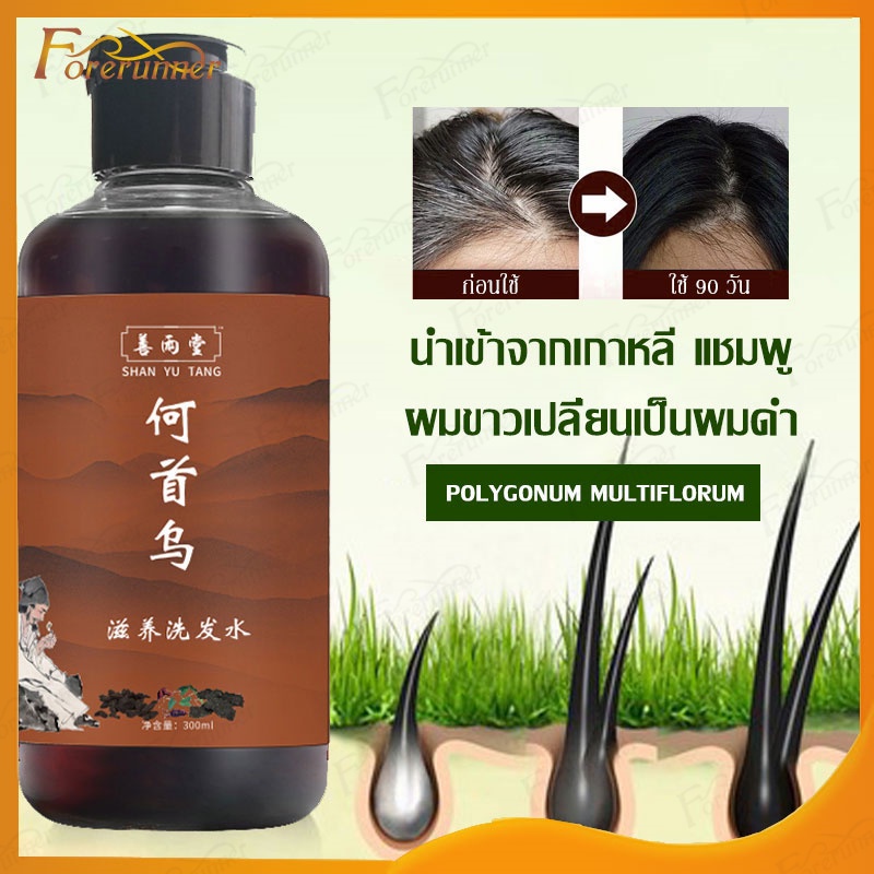 แชมพู Polygonum multiflorum​300MLแชมพูสระผม ​ผมขาวเปลี่ยนเป็นผมดำ สารสกัดจากสมุนไพรบำรุง แชมพูชายหญิง แชมพูแก้ผมหงอก-064