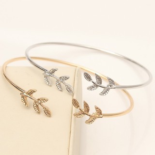 กำไลข้อมือลายใบไม้ เครื่องประดับแฟชั่นสตรี