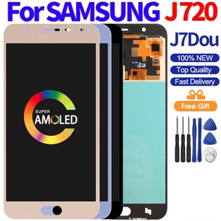 Amoled หน้าจอสัมผัสดิจิทัล LCD 5.5 นิ้ว สําหรับ Samsung Galaxy J7 Duo display J720 SM-J720F J720F SM-J720M SM-J720F/DS