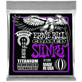 ERNIE BALL® สายกีตาร์ไฟฟ้า เบอร์ 11 (P03120) แบบเคลือบ วัสดุไทเทเนียม ของแท้ รุ่น RPS Coated Power Slinky (.011 - .048)