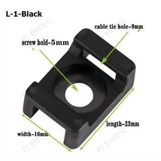 50 แป้นสกรูยึดเคเบิ้ลไทร์สีดำหรือขาว (Saddle Type Tie Mount) มี 3 ขนาดให้เลือก เล็ก กลาง หรือ ใหญ่