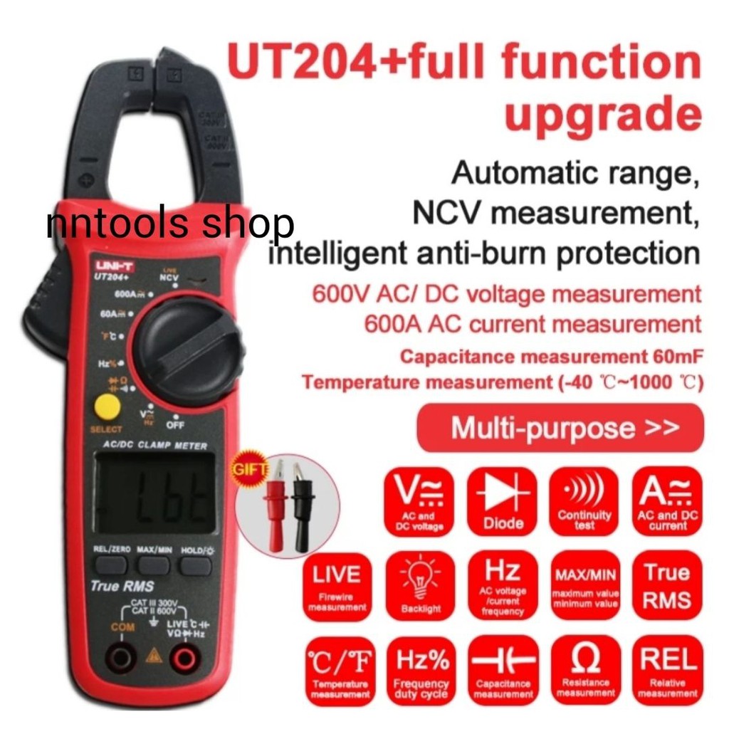 UNI-T รุ่น UT204+ แคลมป์มิเตอร์  Digital Clamp Meter ของแท้ ส่งเร็ว สินค้าพร้อมส่ง