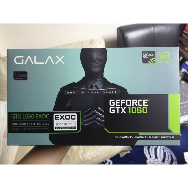 การ์ดจอ GALAX GTX1060 6GB EXOC ของใหม่ 2 ใบพัด ตัวสีดำ