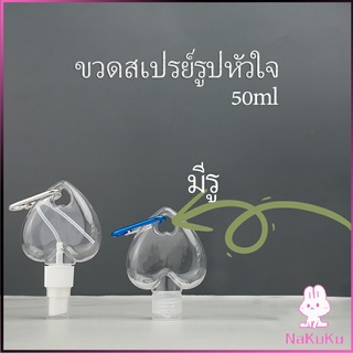 NKK ขวดสเปรย์รูปหัวใจ พร้อมตะขอเกียว สะดวกพกพา  Heart shaped spray bottle