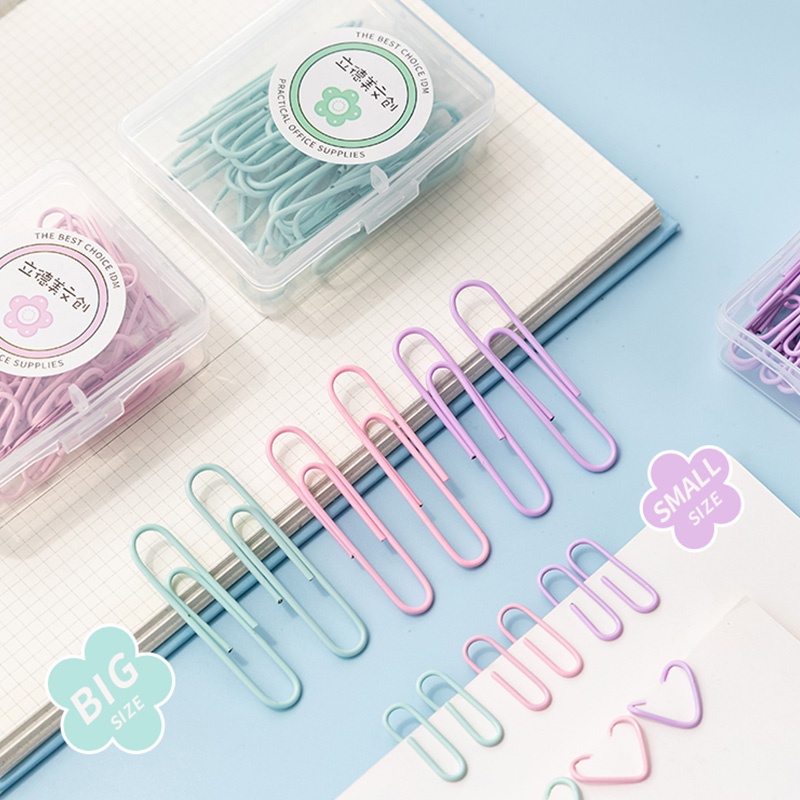ชุดคลิปหนีบกระดาษ แบบโลหะ สีพื้น แบบเรียบง่าย สไตล์สร้างสรรค์ จํานวน 50 ชิ้น