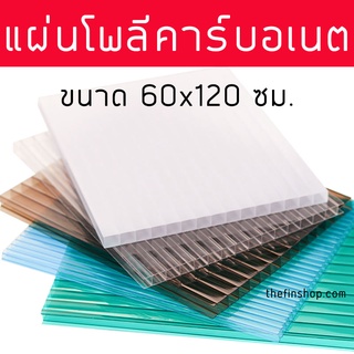 แผ่นโพลีคาร์บอเนต Polycarbonate ขนาด 60x120 ซม. แผ่นเรียบ แผ่นโพลีคาบอร์เนต แผ่นพลาสติก แผ่นหลังคา 60*120 หนา 6 มิล