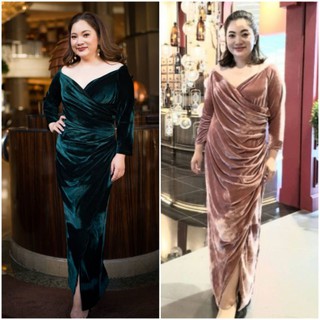 เดรสสาวอวบ กำมะหยี่เปิดไหล่ Emmy Dress