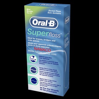 Oral-B ไหมขัดฟัน Super Floss waxed mint 50pcs superfloss