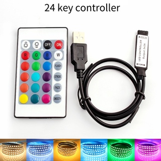 รีโมตคอนโทรลอินฟราเรดบลูทูธไร้สาย USB 5M ไฟ LED 24 คีย์ RGB หรี่ไฟได้ 5-12v สําหรับ 5050 3528 5054