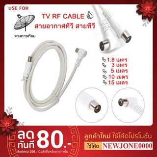 TV Cable สายอากาศทีวี สายทีวี สีขาว ยาว 1.8/3/5/10/15 เมตร ใช้ทองแดงบริสุทธิ์ นำสัญญาณได้ดี