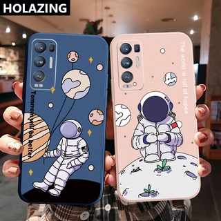 เคสโทรศัพท์มือถือ ขอบสี่เหลี่ยม ลายนักบินอวกาศ สําหรับ OPPO Reno6 Z 5G Reno 5 Pro 4 3 Reno2 Z F A95 5G A76 A96 4G