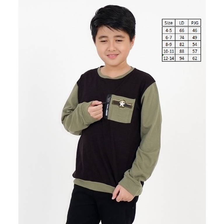 KATUN Zlata Akara Kids เสื้อยืดแขนยาวสีดําสําหรับเด็กผู้ชาย ผ้าฝ้าย 100% Casual PREROV 20.05