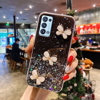 เคสโทรศัพท์ OPPO Reno 6 Pro 5G คริสตัลผีเสื้อตกแต่ง เคสซิลิโคนนิ่มกันกระแทก เคส ออปโป้ รีโน่ Reno6 Pro 5G Case