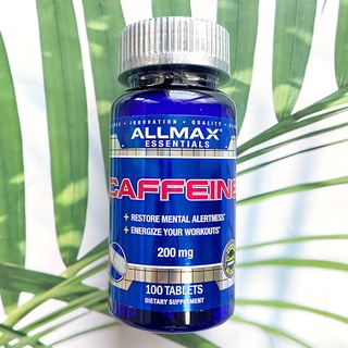 คาเฟอีนบริสุทธ์ 100% Pure Caffeine 200 mg 100 Tablets (ALLMAX Nutrition) กระตุ้นร่างกายให้ตื่นตัว หักแบ่งครึ่งเม็ดได้