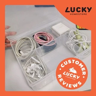 LUCKY HOME กล่องแบ่งช่อง 6 ช่อง ขาว K-5456 ขนาดกล่อง(กว้าง x ยาว x สูง): 16 x 19.5 x 4.5 cm