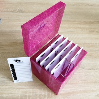Eyelash Storage Box กล่องพลาสติกสําหรับเก็บกาวติดขนตาปลอม 10 ชั้น กล่องเก็บขนตาปลอม อะคริลิค กันฝุ่น สีชมพู 10 ช่อง