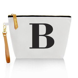 กระเป๋าผ้าลายอักษร ALPHABET CLUTCHES POUCH WHITE ”B”