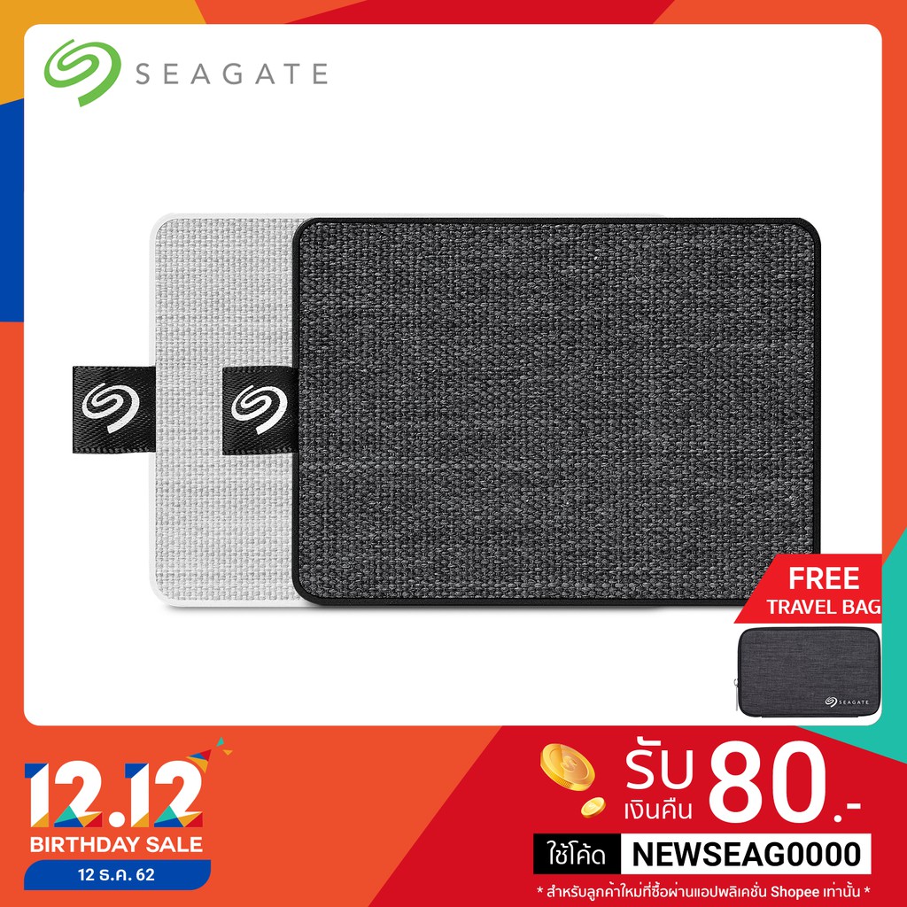 Seagate 500GB One Touch USB 3.0 External SSD For Window & OS แถมฟรี Travel Bag (STJE50040X)