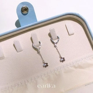 earika.earrings - spring blossom hoop collection ต่างหูห่วงดอกไม้ก้านเงินแท้ชุบทองคำขาว ผิวแพ้ง่ายใส่ได้