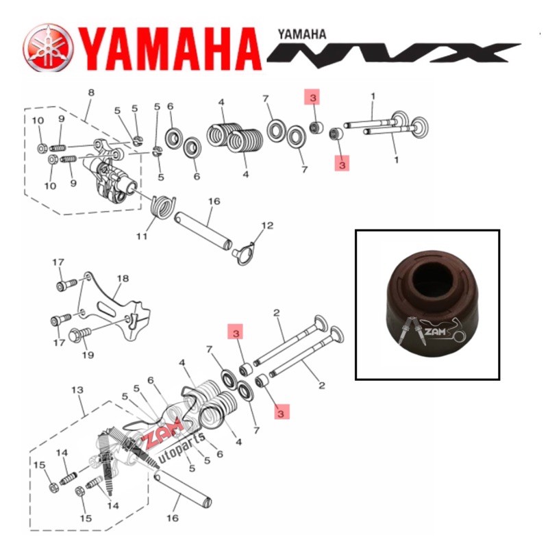 NVX 155 ซีลวาล์ว YAMAHA 54P-E2119-00 / B63-E2119-00