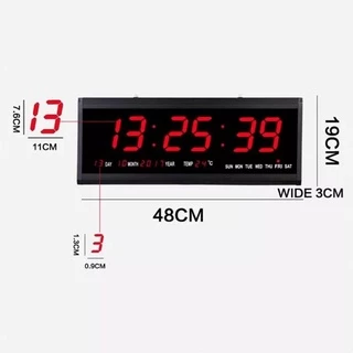 นาฬิกาแขวนผนังดิจิตอล LED รุ่นHB-4819 มี4สี นาฬิกาปฏิทินถาวร 48X18.5X3.5 ซม. พร้อมหัวอแดปเตอร์และUSB พร้อมใช้งาน