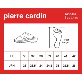 [Size 36-42] Pierre Cardin รองเท้าแตะผู้หญิง เพื่อสุขภาพ นุ่มสบาย ผลิตจากหนังแท้ สีดำ รุ่น 26SS409