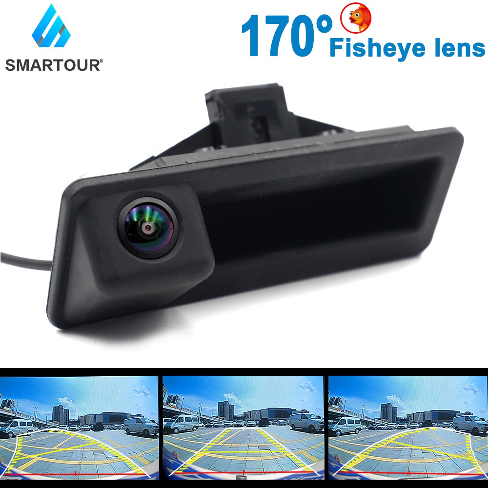 รถ HD 1080P Track รถย้อนกลับสํารอง Trunk Handle กล้องสําหรับ BMW 3 Series 5 Series X5 X6 E46 E39 E60