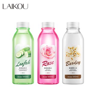 LAIKOU Barley Loofah Rose Water Nourishing Face Toner Body Skin Care Soothing 500ml Oil Control Brightening Shrink Pores