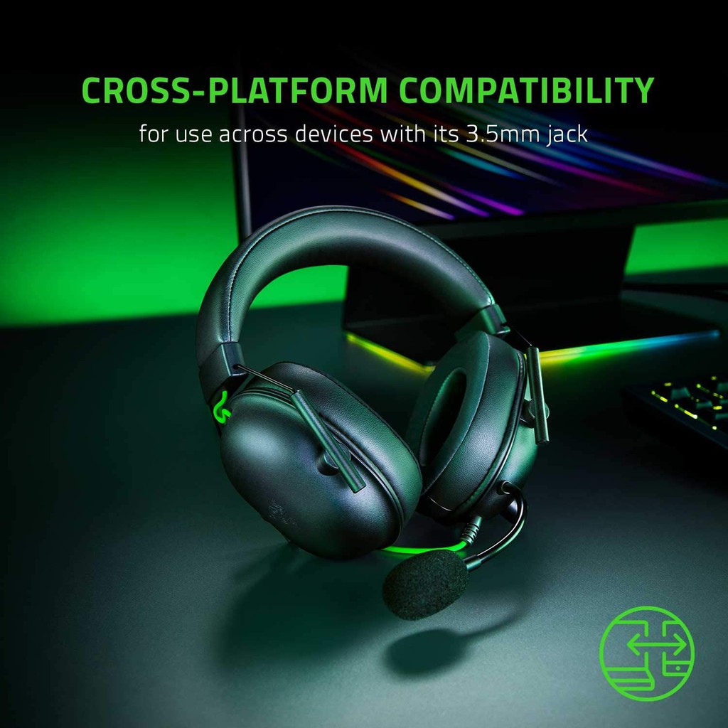 Headset Razer BlackShark V2 X Gaming 7.1 Surround Sound Capable - 50mm Drivers - for PC, PS4 #หูฟังเกมมิ่ง