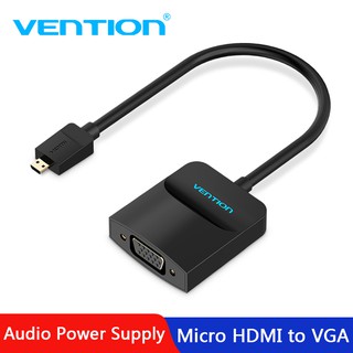 Vention micro hdmi to vga อะแดปเตอร์แปลงวิดีโอ 1080 p พร้อมแจ็คเสียง 3 . 5 มม. อะแดปเตอร์ไมโคร hdmi สําหรับ ultrabook camera AGBBB