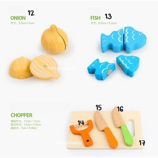 ของเล่นไม้ ของเล่นหั่นผัก หั่นผักผลไม้แม่เหล็ก 17 ชิ้น เสริมพัฒนาการ